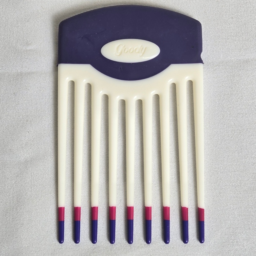 Goody Lift Comb Hair Pick Purple Pink White Plastic Non-slip Handle Vintage 90s